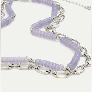 Short Double Layer Necklace with Lilac Beads
